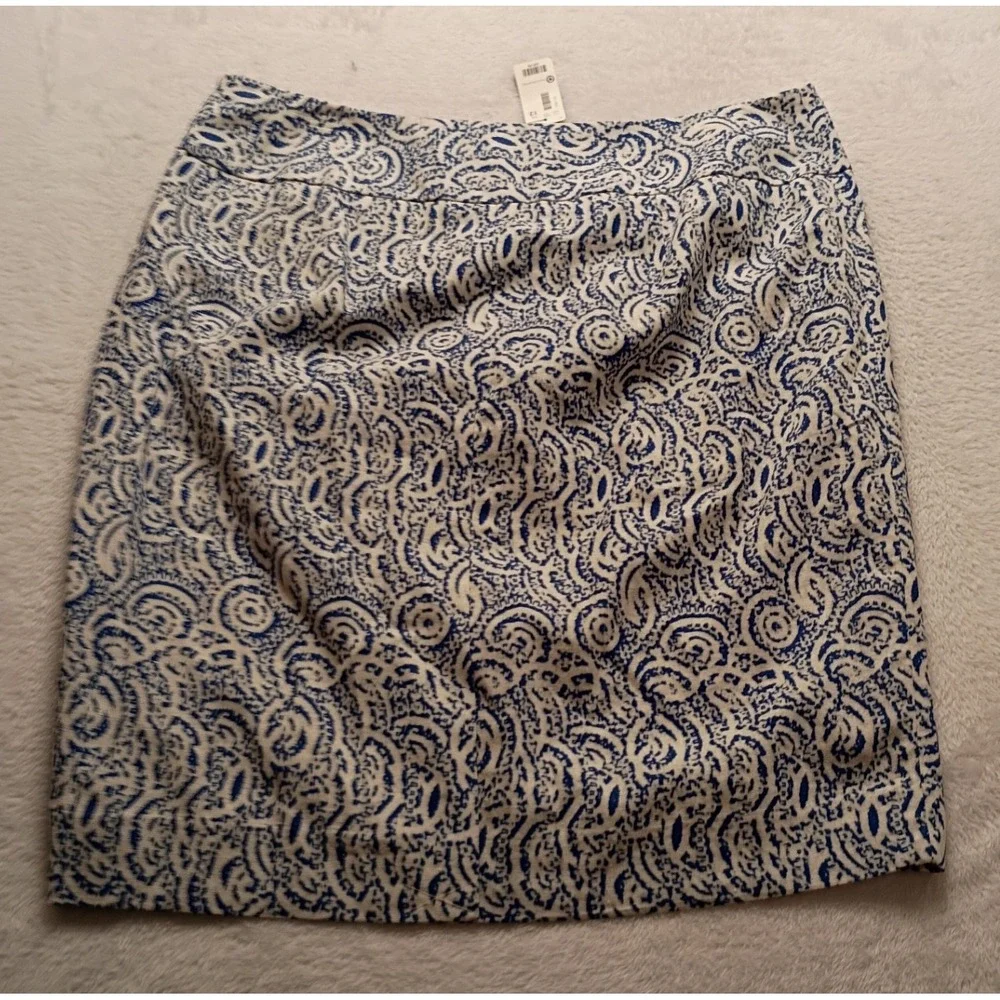 The Limited Blue White Paisley Print Pencil Skirt Size 12 Side Zip Casual NWT
